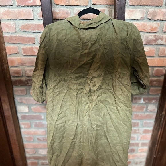 Elena Baldi NEW army green linen shirt dress - Picture 4 of 4